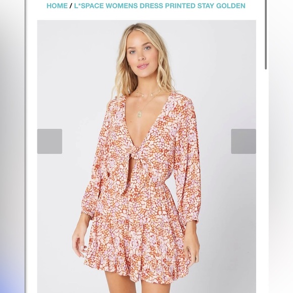 LSPACE L SPACE Stay Golden Floral Mini Dress Womens FALL Lily of the Valley M - Picture 4 of 13